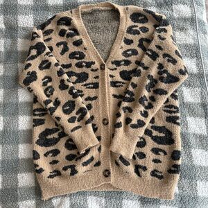Leopard Print Tan and Black Women's Sweater